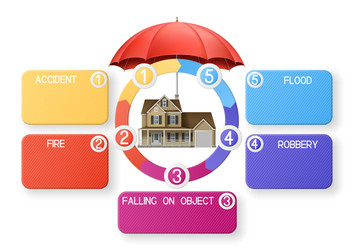 house and umbrella infographic template vector