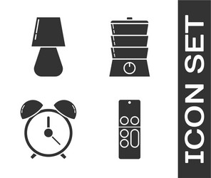 Set remote control table lamp alarm clock vector