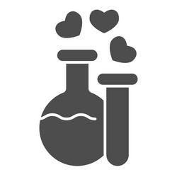 two potions solid icon flask and tube with elixir vector image