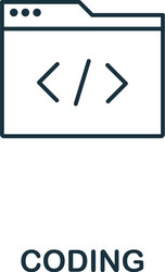 Coding icon thin outline style design from vector