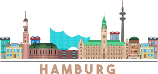 Hamburg Skyline Landmarks Vector Image
