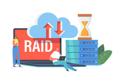 Raid data storage in datacenter tiny characters vector