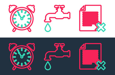set line delete file document alarm clock vector image