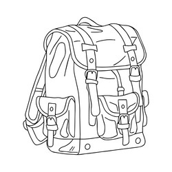 Sketch of a backpack with clasps vector