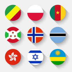 flags of the world round buttons vector