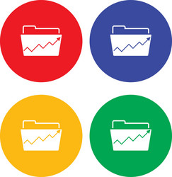 Flat simple folder icon with raising graph vector