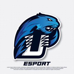 initial letter u logo esport design panther vector