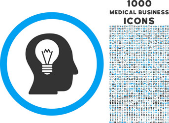 Intellect bulb rounded symbol with 1000 icons vector