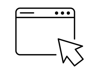 line art of a web browser window with clickable vector image