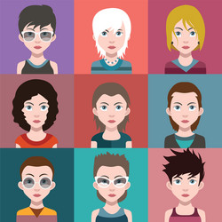 Set colorful avatars characters vector