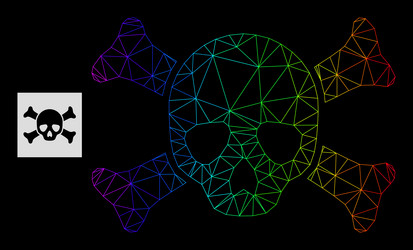 Spectrum gradiented polygonal net death skull icon vector