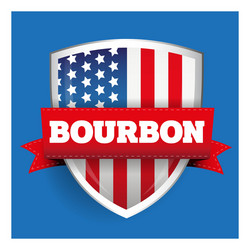 bourbon ribbon on usa flag shield vector