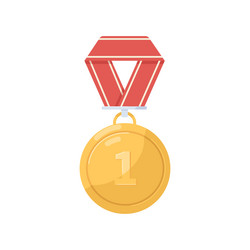 Gold medal for first place winners award vector