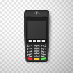 realistic pos terminal e payment machine top view vector