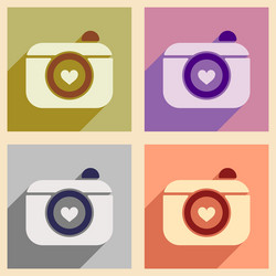 set of flat web icons with long shadow camera vector image
