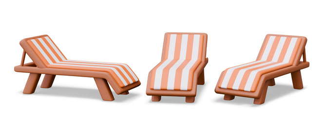 3d beach lounger in different positions folding vector image