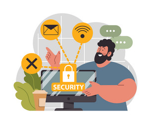 cyber or web security set artificial intelligence vector image