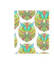 Seamless pattern with bright sketch owl in boho vector