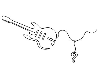 abstract guitar with question mark as continuous vector