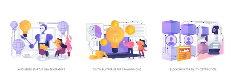 ai and blockchain business solutions abstract vector image