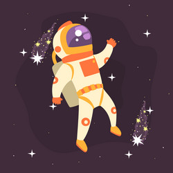 Astronaut working in outer space vector