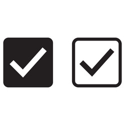 check mark icon set in square isolated on white vector image