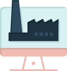 computer building monitor factory flat color icon vector image