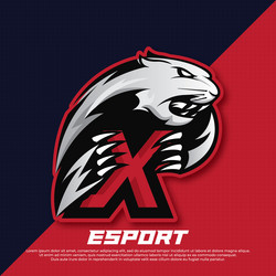 initial letter x logo esport design panther vector