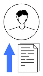 user profile upload with arrow icon and document vector image