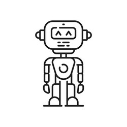 cartoon robot line icon robotic android character vector image