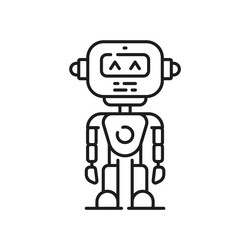 cartoon robot line icon robotic android character vector