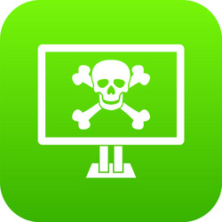 computer monitor with a skull and bones icon vector image