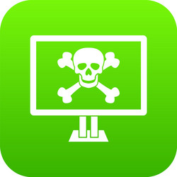 Computer monitor with a skull and bones icon vector