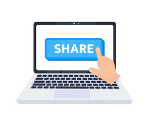 hand pointer clicking on a share button vector image