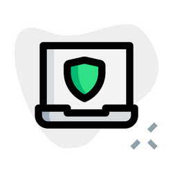 Laptop with a built-in security shield programme vector