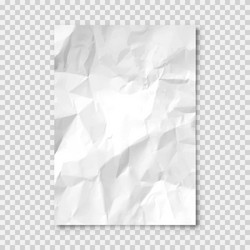 realistic blank crumpled paper sheet in a4 format vector image