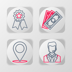 set line man with a headset map pin stacks paper vector image