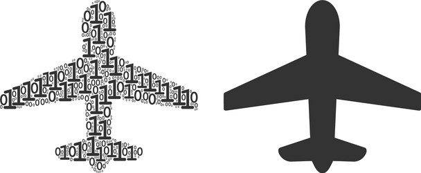 airplane mosaic of binary digits vector image