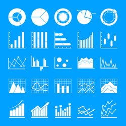Chart diagram icon set isolated flat style Vector Image