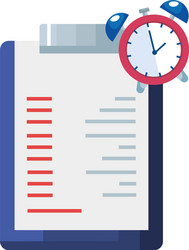clipboard with document and alarm clock vector image