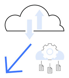 cloud computing with data transfer and file vector image