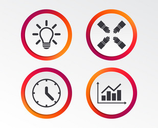 lamp idea and clock time graph chart diagram vector