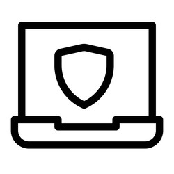 Laptop with a built-in security shield programme vector