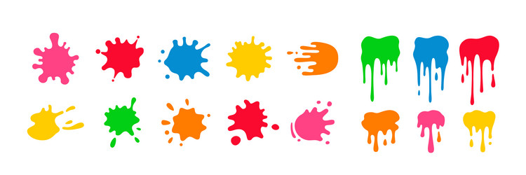 paint splatter colorful set round splash vector