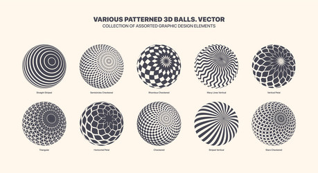 assorted various pattern 3d balls in tilted vector image