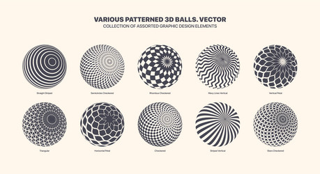 assorted various pattern 3d balls in tilted vector