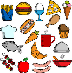 Food snacks and dessert icons vector