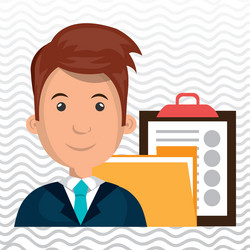 Man with folder and clipboard isolated icon design vector