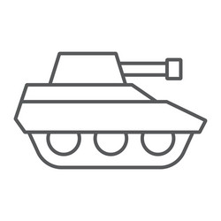 Military Tank Thin Line Icon Vector Image