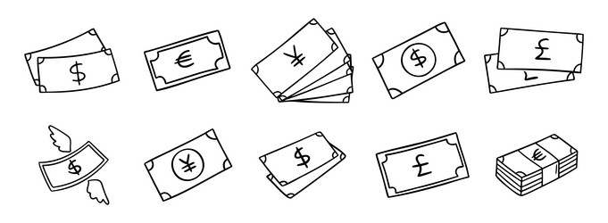 money banknote different currencies dollars vector image